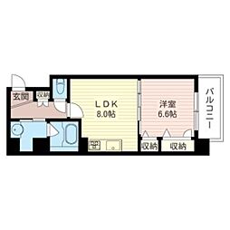 ビリディス花見堂 1LDKの間取図画像