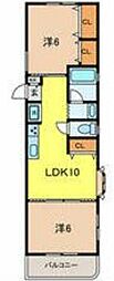 クラウン西ヶ原 2LDKの間取図画像