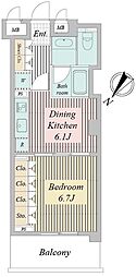 アクティ東仲通り 1DKの間取図画像