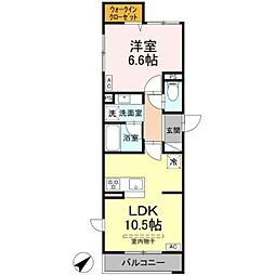D'Bless中野島 1LDKの間取図画像