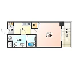 ヴェッセル西九条 1Kの間取図画像