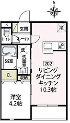 Luana二子 1LDKの間取図画像