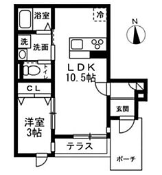 ForestIII西寺尾 1LDKの間取図画像