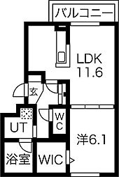 シャルールプラス 1階1LDKの間取り