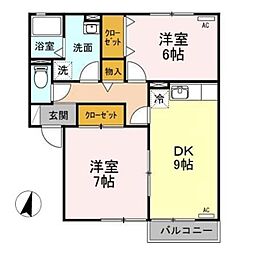 ロイヤルガーデン・コートB棟 2DKの間取図画像
