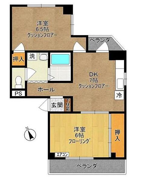 西山ビル 2F｜神奈川県川崎市多摩区菅１丁目(賃貸マンション2DK・2階・45.00㎡)の写真 その2