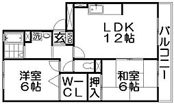 リバーサウス枚方 2LDKの間取図画像