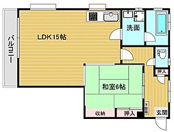 羽根木フラッツ 1LDKの間取図画像
