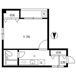 ソレイユ清水 3階1Kの間取り