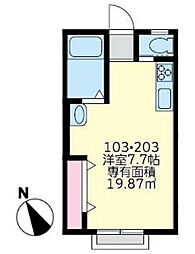 イーストガーデンウィズハシモト ワンルームの間取図画像
