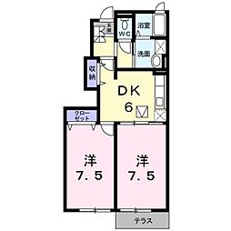 ヴィラプルメリア 2DKの間取図画像
