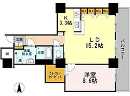 品川シーサイドビュータワー1 1LDKの間取図画像