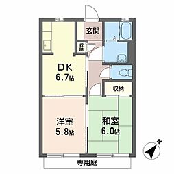 ハイムあなしの里 2DKの間取図画像