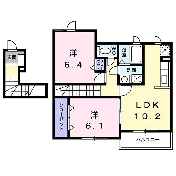 大阪府岸和田市土生町(賃貸アパート2LDK・2階・55.84㎡)の写真 その2