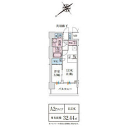 スプランディッド堺東DUE 1LDKの間取図画像