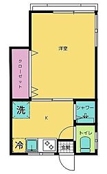 協和荘 2階1Kの間取り