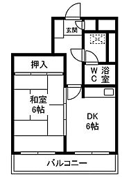 第五芙蓉ハイツ 1DKの間取図画像