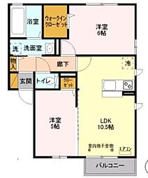 リバレイン2 2LDKの間取図画像