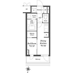 ＡＩＦＬＡＴ文京本駒込 8階1DKの間取り