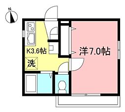 エスパシオ上原 1Kの間取図画像