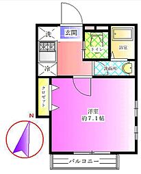 ANONTERRACE万福寺 1Kの間取図画像