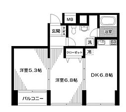 コート向ケ丘 2DKの間取図画像