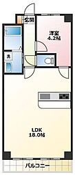 アンサンブル岸谷 1LDKの間取図画像