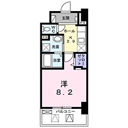 メルベージュ岸 1Kの間取図画像