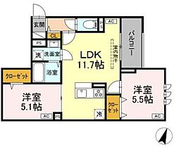 セレスティア鷺宮II 2LDKの間取図画像