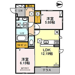 セントラルポーB 2LDKの間取図画像