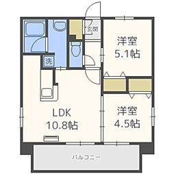 プレスタイル箱崎ステーション 2LDKの間取図画像