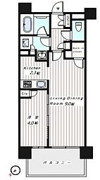 リビオ新宿ザ・レジデンス 1LDKの間取図画像