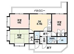 ヒルサイドクラタ 3DKの間取図画像