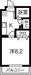 リーフグリーン 1Kの間取図画像