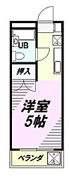 京王高尾線 めじろ台駅 徒歩3分の賃貸マンション 3階1Kの間取り