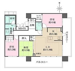 ザ・パークハウス中野タワー 3LDKの間取図画像