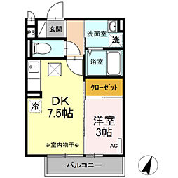 セジュール上鶴間 1DKの間取図画像