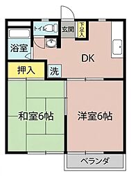 コスモ前橋ハイツ 2DKの間取図画像