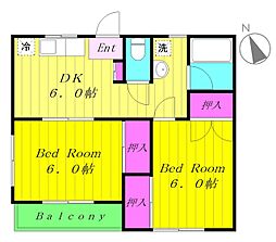 みやびハイツ 2DKの間取図画像