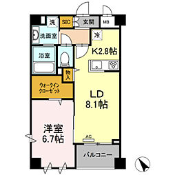 タンドリュクスプレミアム 1LDKの間取図画像