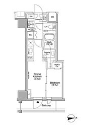 ザ・パークハビオSOHO新宿御苑 1DKの間取図画像