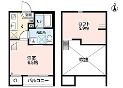 Wistaria北越谷 1Kの間取図画像