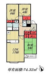 リズ市川平田 3LDKの間取図画像