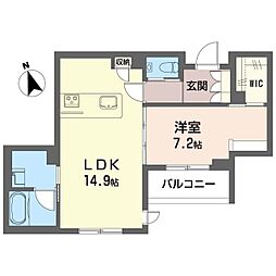 ソレイユ ルヴァン 1LDKの間取図画像