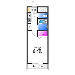 えんだら百歩 1Kの間取図画像
