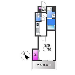 Luxe田辺 1Kの間取図画像