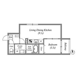おおさか東線 城北公園通駅 徒歩9分の賃貸アパート 2階1LDKの間取り