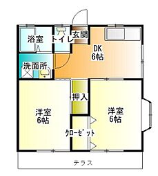 マルベリーハイツ 2DKの間取図画像
