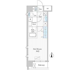 ＵＰＰＥＲ ＦＩＥＬＤ ＷＯＯＤ 3階1Kの間取り