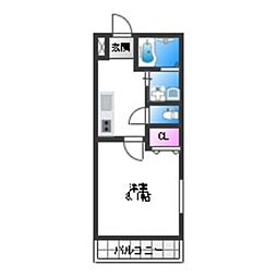 フジパレス長原駅西3番館 1Kの間取図画像